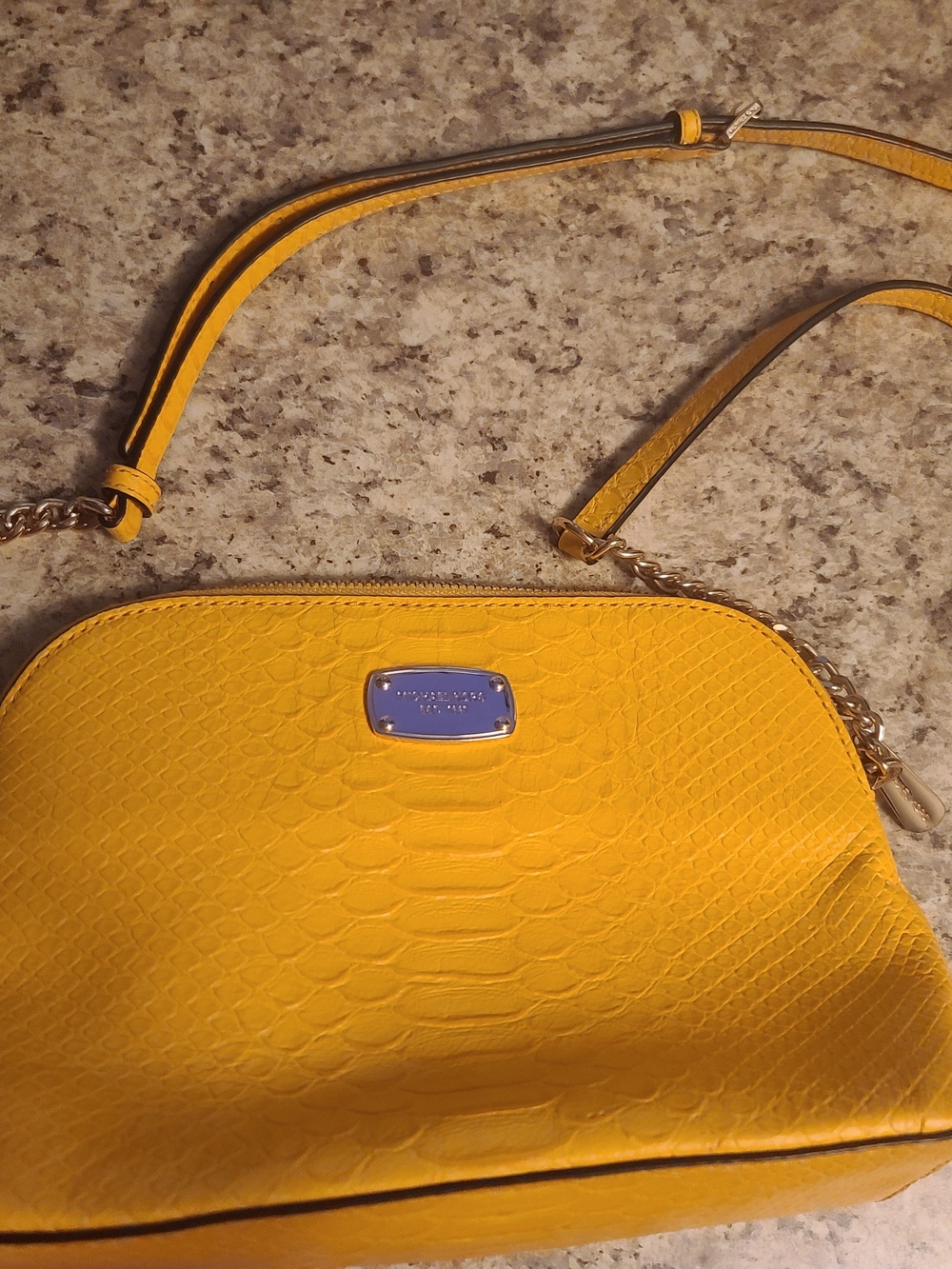 Michael Kors Mustard Yellow Textured Crossbody Bag